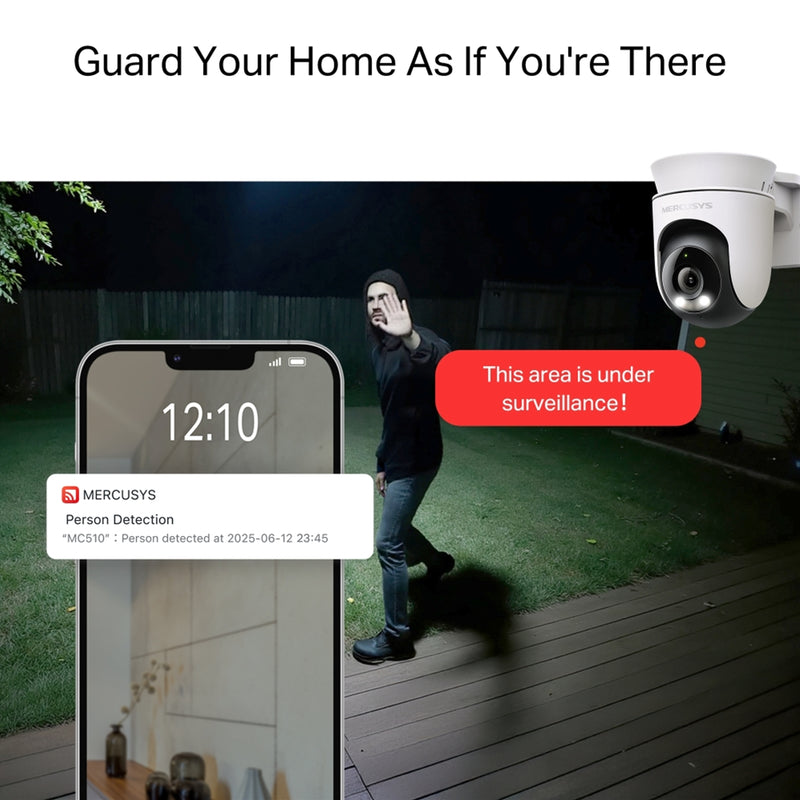 Mercusys MC510 2K QHD Outdoor Pan/Tilt WiFi Security Camera - IT Supplies Ltd