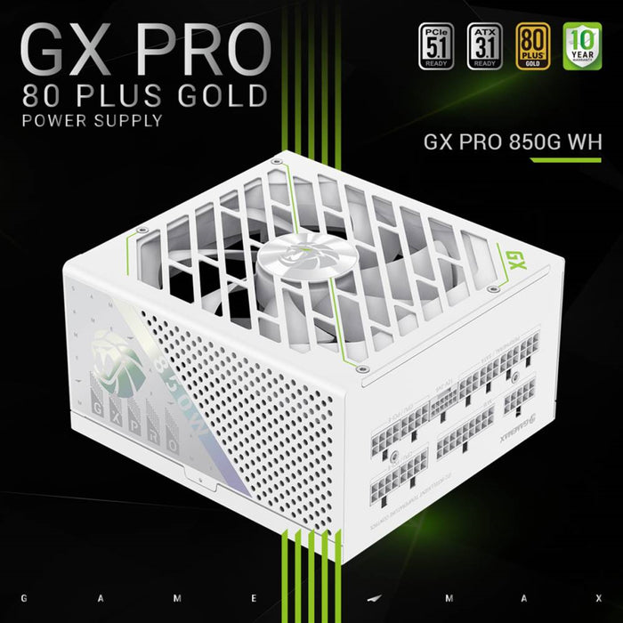 GameMax GX-850 Pro Modular 80 Plus Gold PSU – ATX3.0/PCIe5.0 White