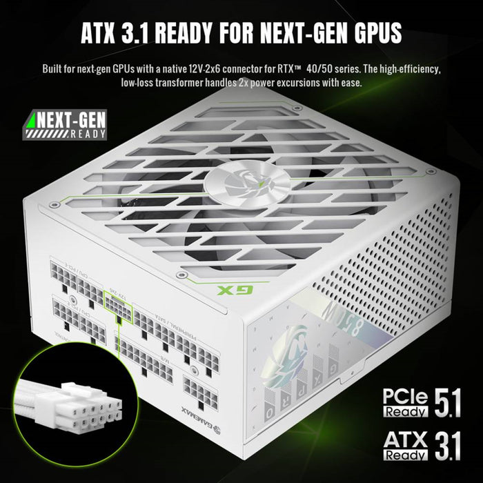GameMax GX-850 Pro Modular 80 Plus Gold PSU – ATX3.0/PCIe5.0 White