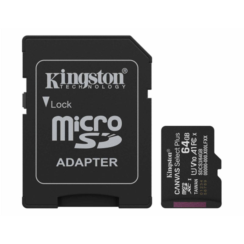 Kingston Canvas Select Plus 64GB microSD UHS-I Card with Adapter
