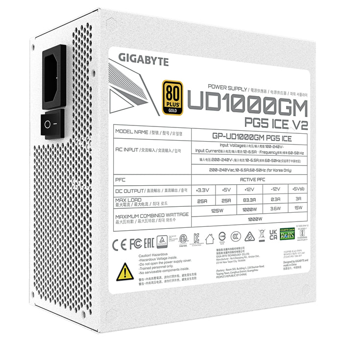 GIGABYTE UD1000GM PG5 ICE 1000W PSU V2 - 80+ Gold, ATX 3.1