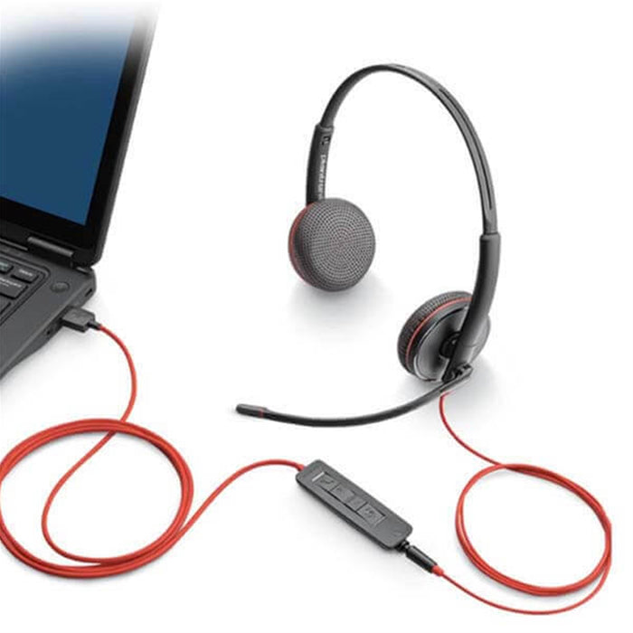 Poly Blackwire 3225 USB-C & 3.5mm Headset – Stereo, Noise-Cancelling