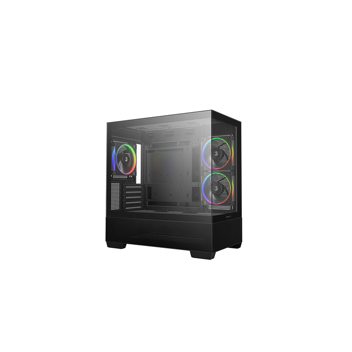 DeepCool CG380 3F Black Micro-ATX Case – ARGB Fans, Panoramic Glass