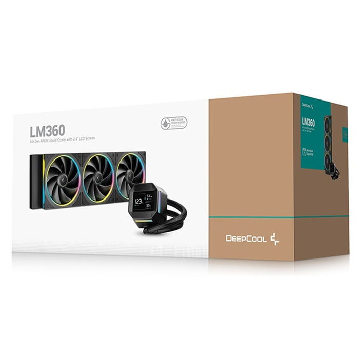 DeepCool LM360 360mm AIO Liquid CPU Cooler – IPS Display, ARGB, Anti-Leak