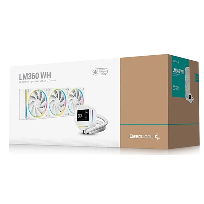 DeepCool LM360 White 360mm AIO CPU Cooler – IPS Display, ARGB, Anti-Leak