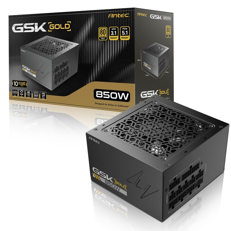 Antec GSK850 V2 850W ATX 3.1 Fully Modular 80 Gold Power Supply - IT Supplies Ltd
