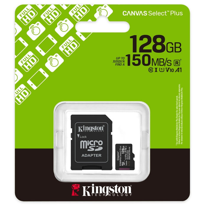 Kingston Canvas Select 128GB microSD Card with Adapter – 150MB/s
