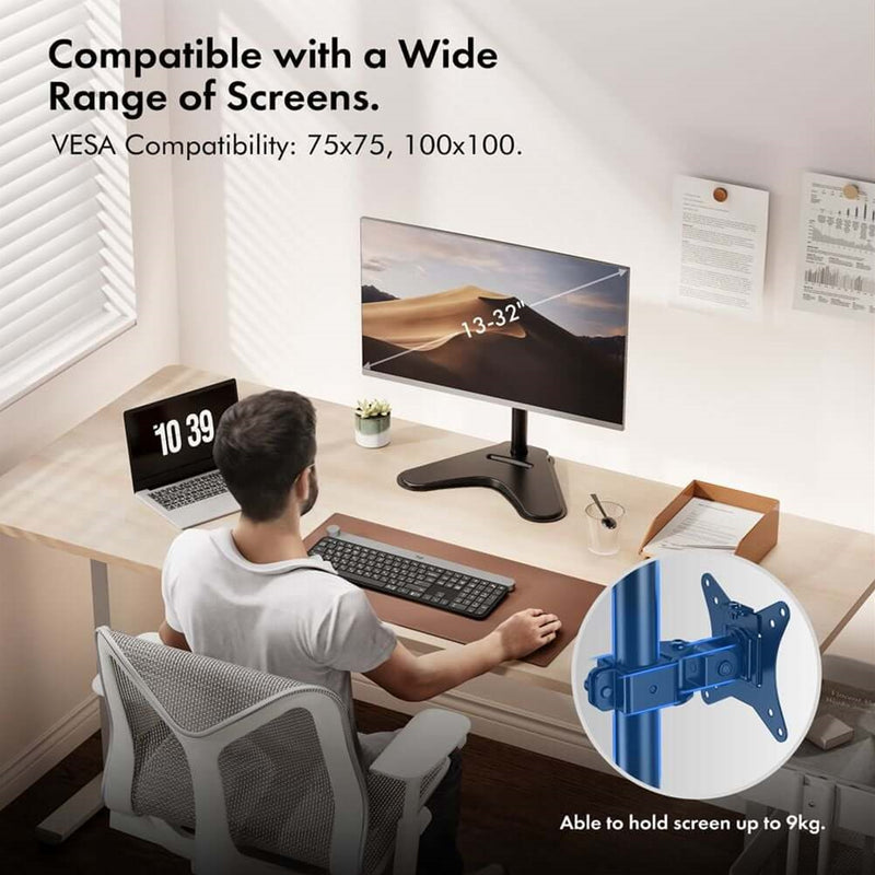 VonHaus Single Monitor Mount & Stand 13–32″ VESA 75/100 Black