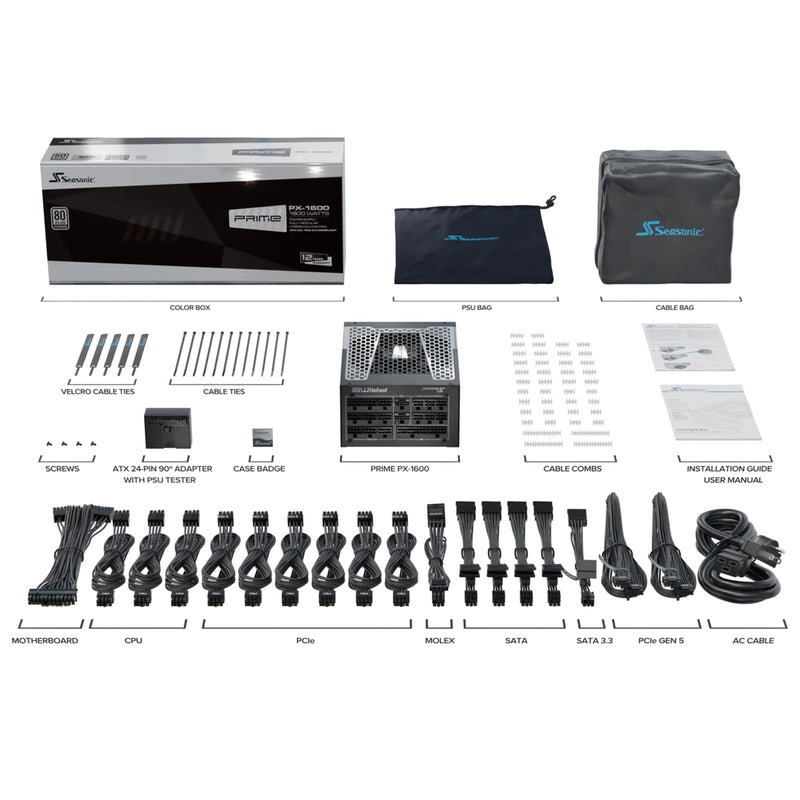 Seasonic PRIME PX-1600 ATX 3.1 1600W 80 Plus Platinum PSU