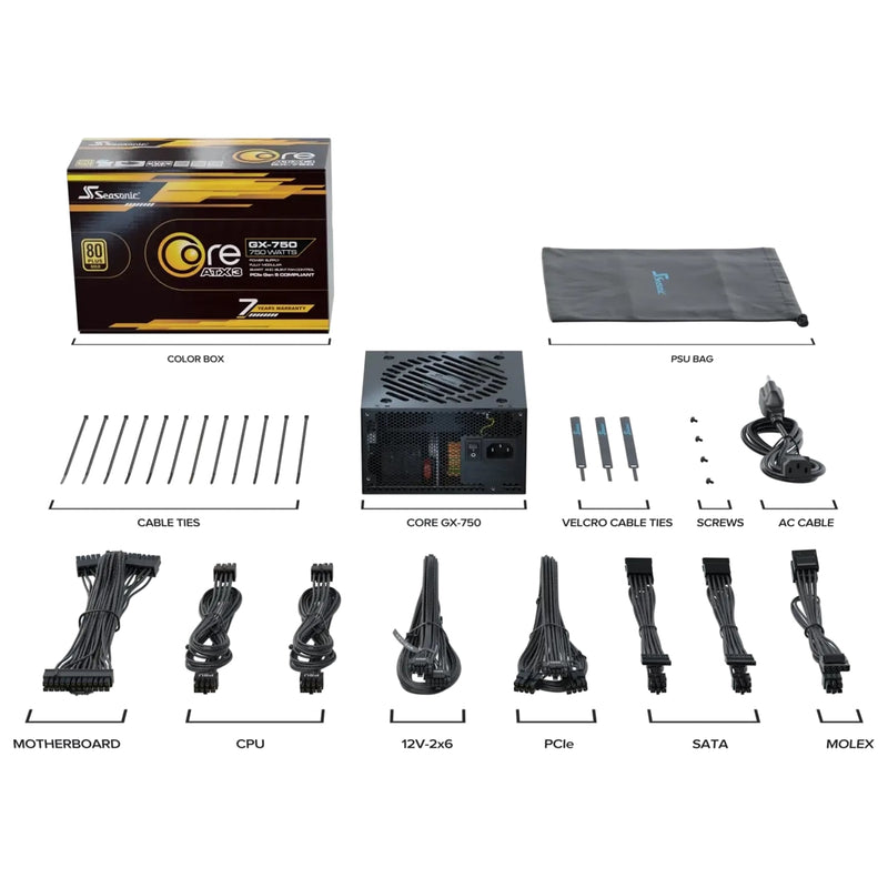 Seasonic CORE GX-750 ATX 3.1 750W 80 Plus Gold Modular PSU