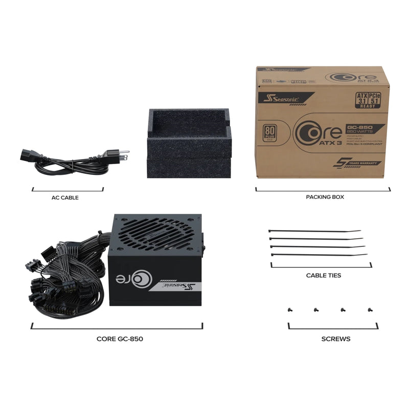 Seasonic CORE GC-850 ATX 3.1 850W 80 Plus Gold Power Supply