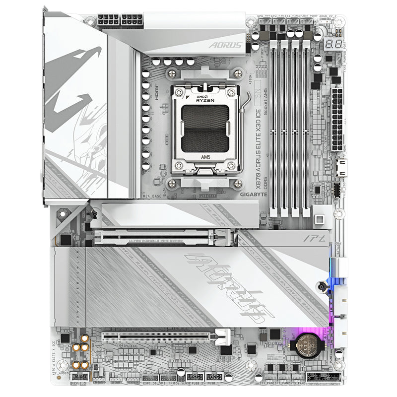 Gigabyte X870 AORUS ELITE X3D ICE AM5 ATX WiFi 7 DDR5 Motherboard