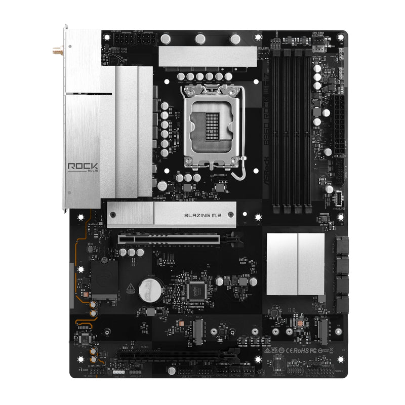 ASRock B860 Rock WiFi 7 Intel 1851 DDR5 ATX Motherboard, 4x DDR5, Wi-Fi 7