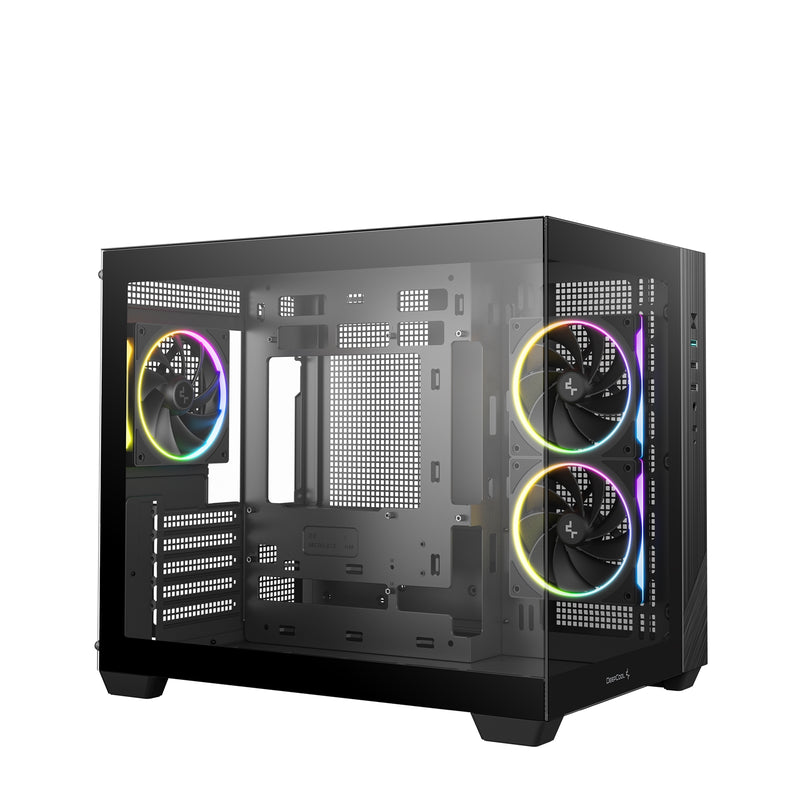 DeepCool CG330 3F ARGB Micro-ATX Dual Chamber Case Black