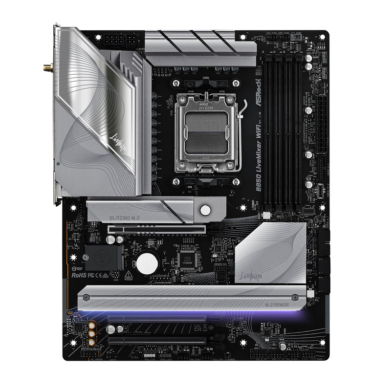 ASRock B850 LiveMixer WiFi AMD AM5 DDR5 ATX Motherboard, 4x DDR5, Wi-Fi 7