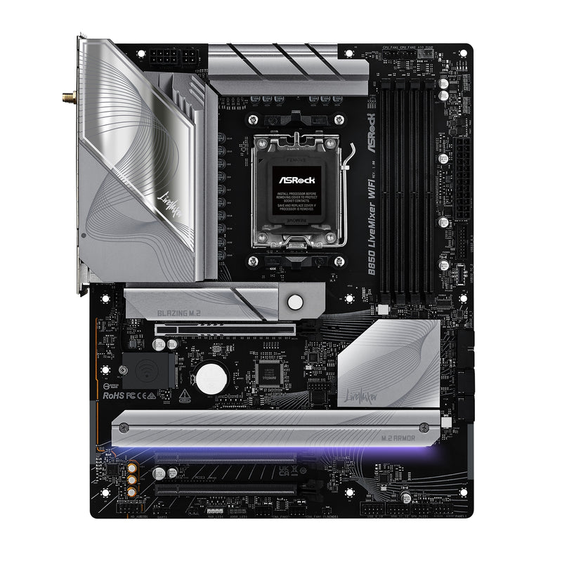ASRock B850 LiveMixer WiFi AMD AM5 DDR5 ATX Motherboard, 4x DDR5, Wi-Fi 7