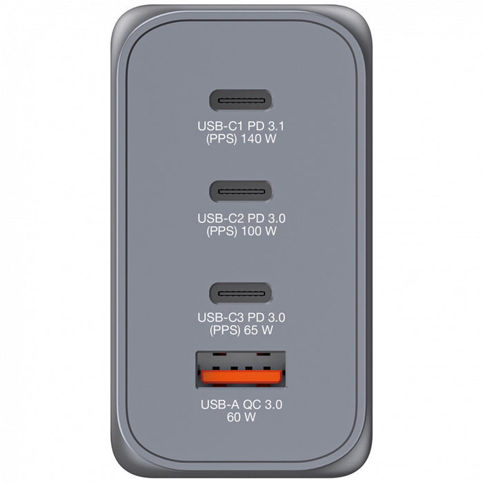 Verbatim 240W GaN Charger 4-Port USB-C PD Fast Charge Travel