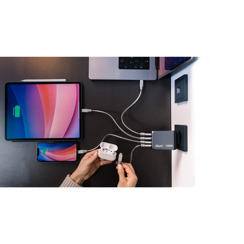 Verbatim 100W GaN Charger 4-Port USB-C PD Fast Travel Charger
