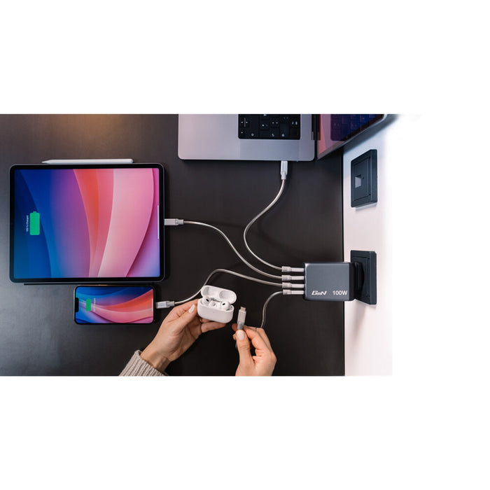 Verbatim 100W GaN Charger 4-Port USB-C PD Fast Travel Charger