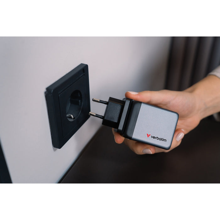 Verbatim 65W GaN Charger 3-Port USB-C PD & USB-A QC