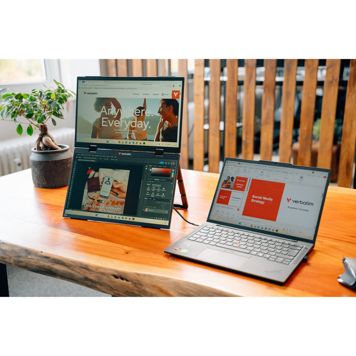 Verbatim 15.6” Dual Portable Monitor FHD IPS USB-C HDMI Extend