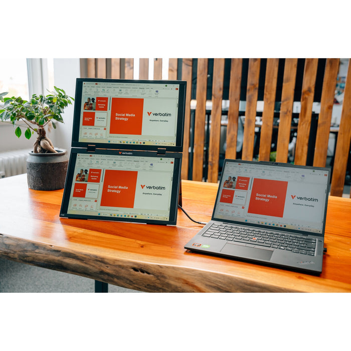 Verbatim 15.6” Dual Portable Monitor FHD IPS USB-C HDMI Extend