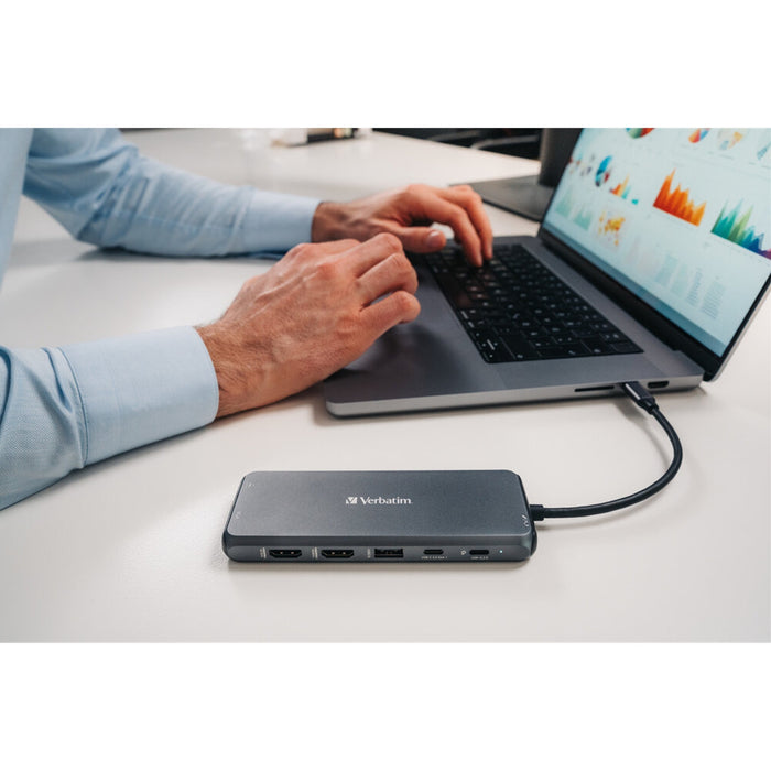 Verbatim 14 Port USB-C Hub Dual HDMI 4K VGA Ethernet PD