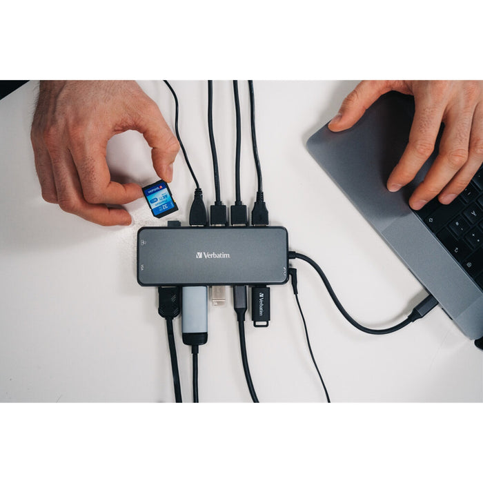 Verbatim 14 Port USB-C Hub Dual HDMI 4K VGA Ethernet PD