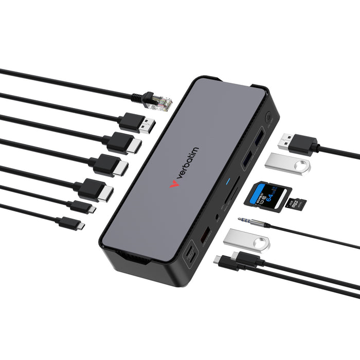 Verbatim USB-C Pro 15-Port Docking Station CDS-15 8K, 80W PD
