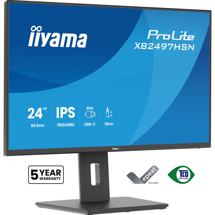 iiyama XB2497HSN-B1 24" IPS USB-C Dock Monitor 65W FHD