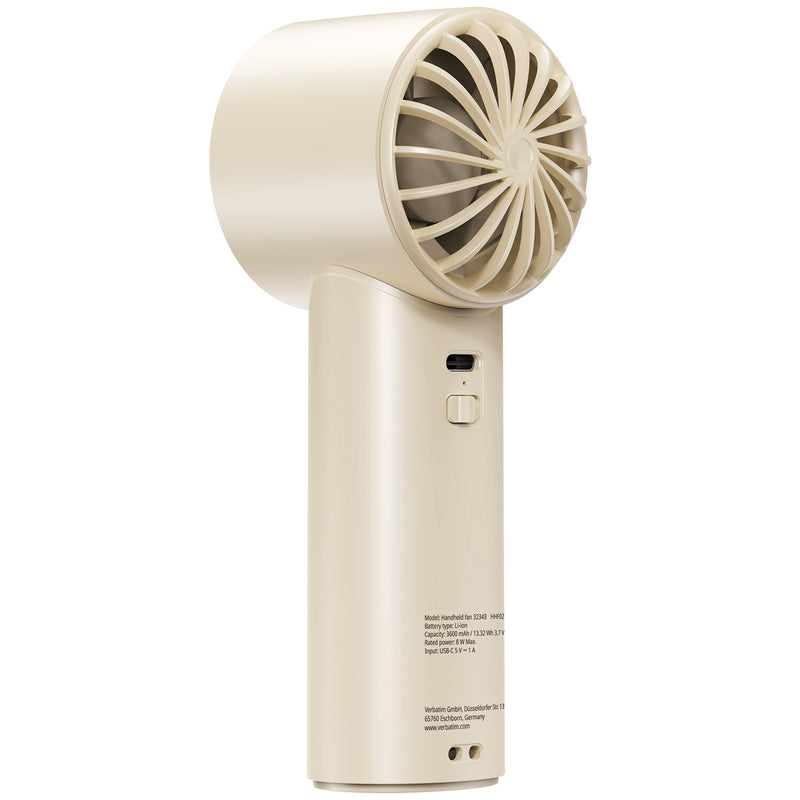Verbatim Ice Touch Handheld Fan USB-C White Silver Cooling Disc