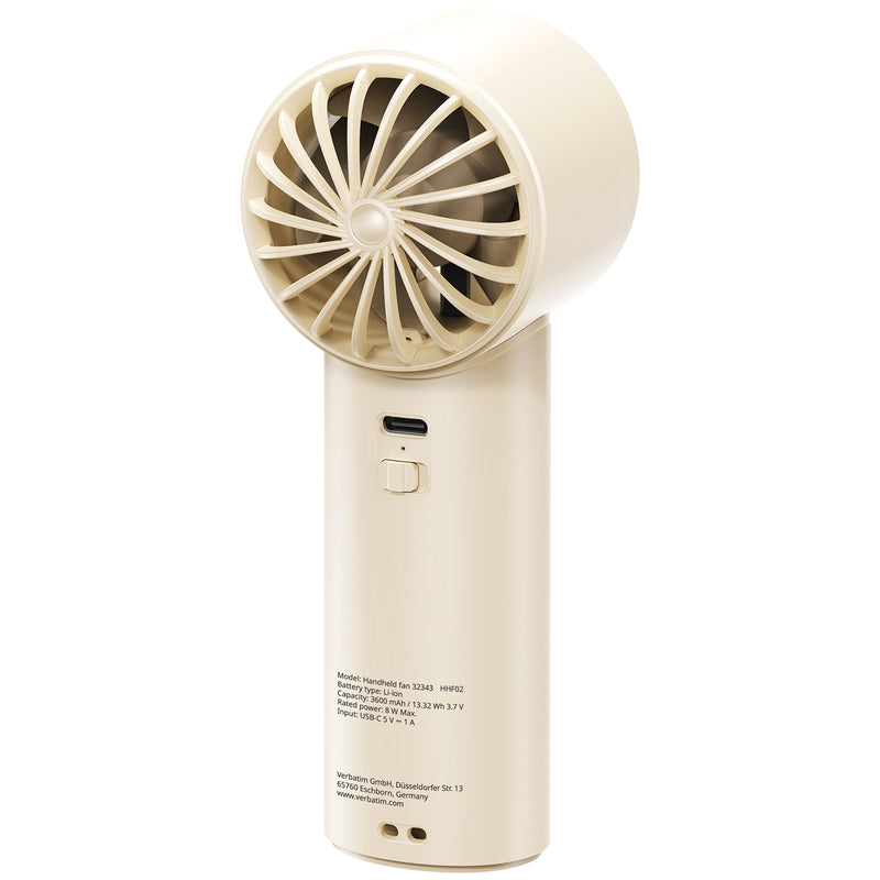 Verbatim Ice Touch Handheld Fan USB-C White Silver Cooling Disc