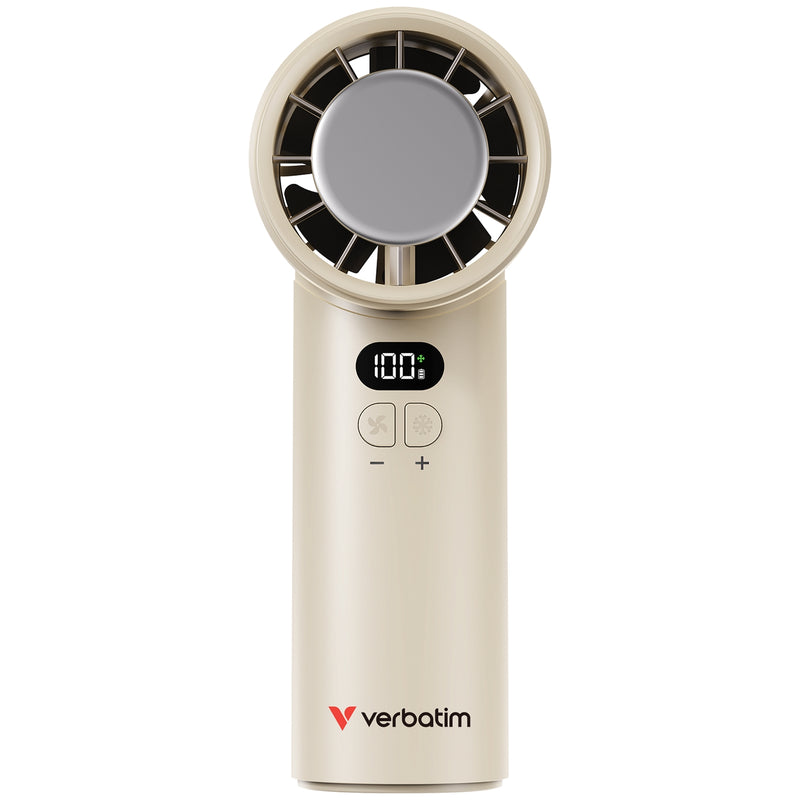 Verbatim Ice Touch Handheld Fan USB-C White Silver Cooling Disc