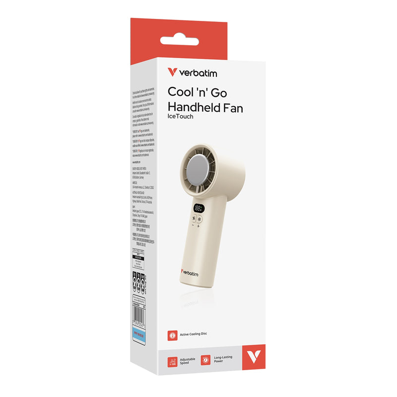 Verbatim Ice Touch Handheld Fan USB-C White Silver Cooling Disc
