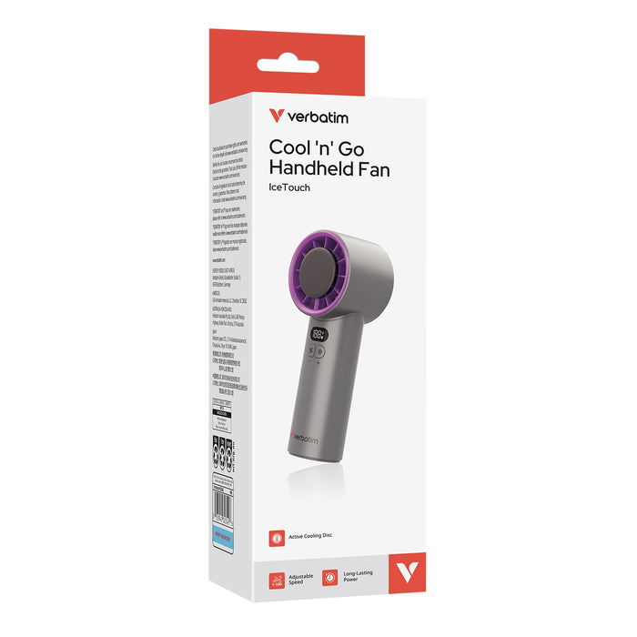 Verbatim Cool n Go Ice Touch Handheld Fan USB-C Grey