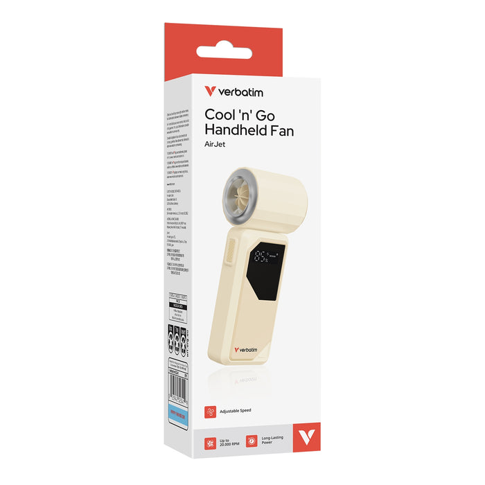 Verbatim Cool n Go AirJet Handheld Fan USB-C White Silver