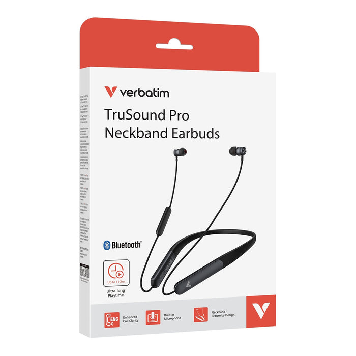 Verbatim TruSound Pro Neckband Earbuds 110hr Bluetooth 5.4