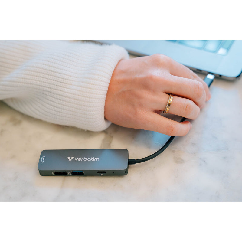 Verbatim USB-C 4 Port Hub with 4K HDMI & 100W PD Charger