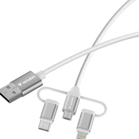 Verbatim 3-in-1 Charging Cable USB-A to USB-C Lightning Micro White