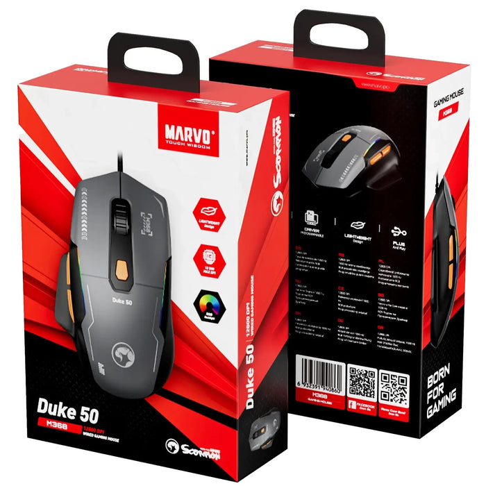 MARVO Duke 50 Gaming Mouse RGB 12800 DPI Lightweight 68g