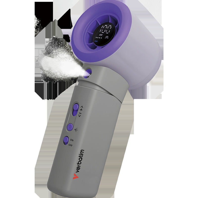 Verbatim Cool & Go Aqua Breeze Handheld Mist Fan Purple/Grey