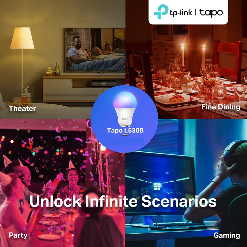 TP-Link Tapo L530B Smart WiFi Multicolour B22 Bulb 2 Pack