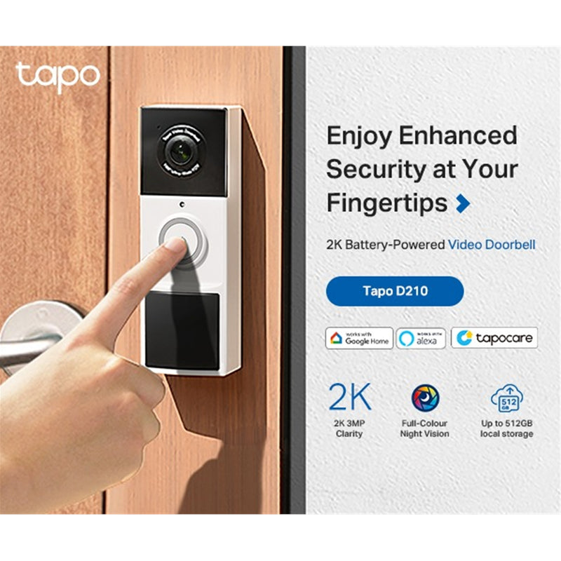 TP-Link Tapo D210 2K Battery Video Doorbell with Chime