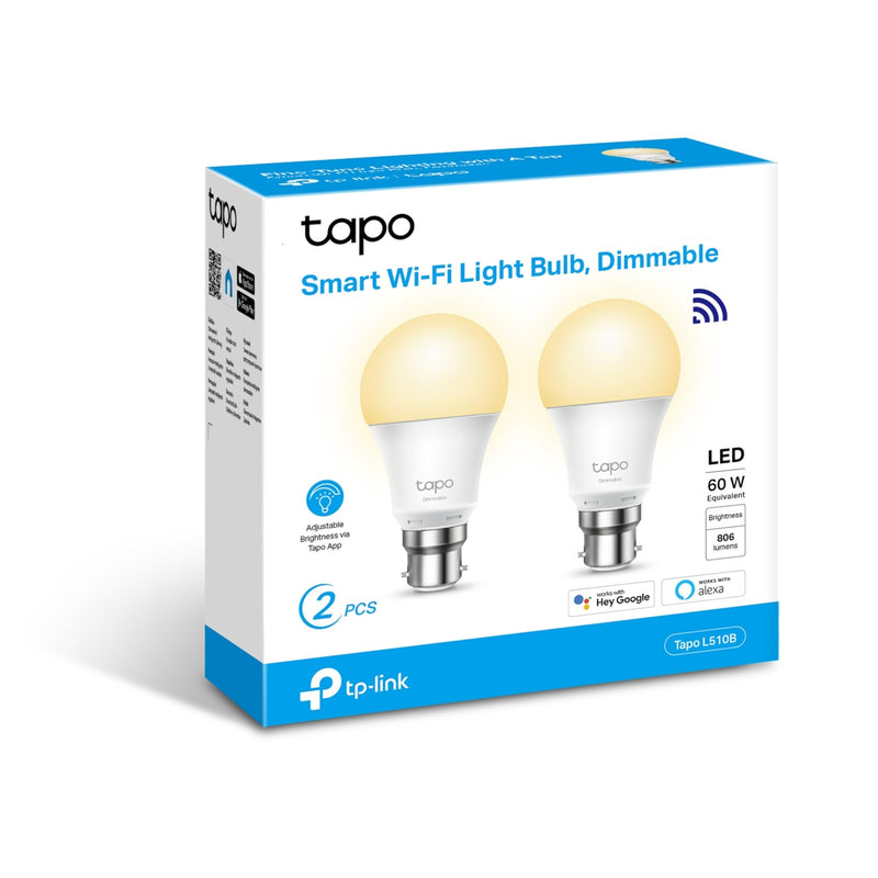 TP-Link Tapo L510B Smart Dimmable LED Bulb B22 2 Pack