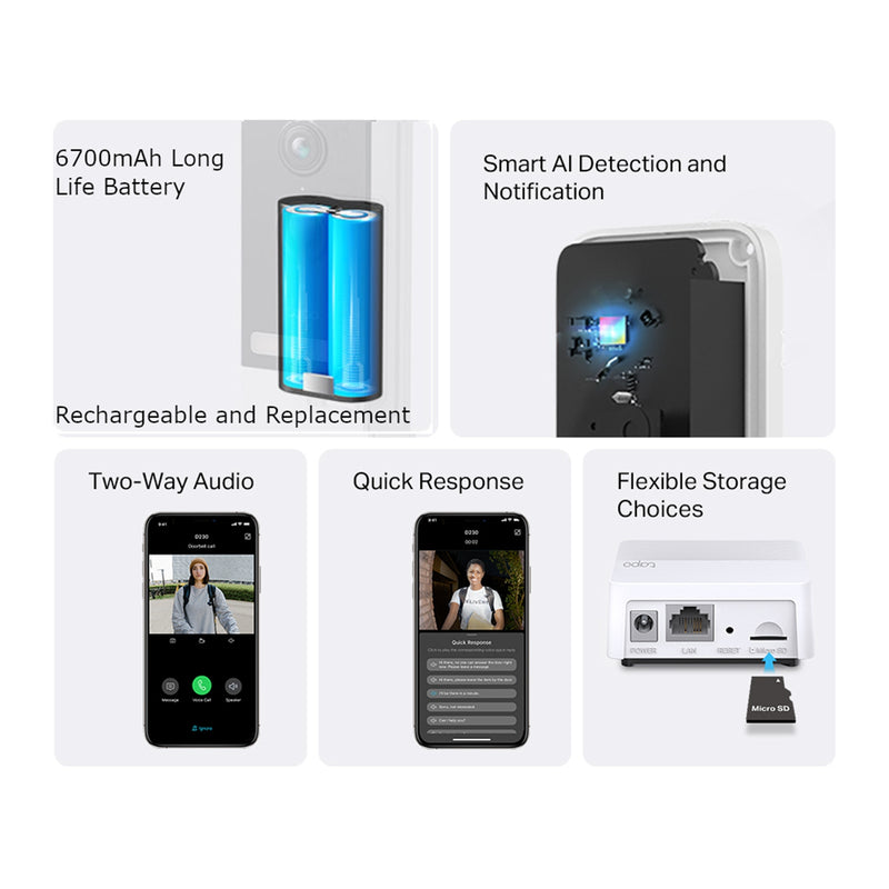 TP-Link Tapo D230S1 2K Smart Video Doorbell Camera Kit