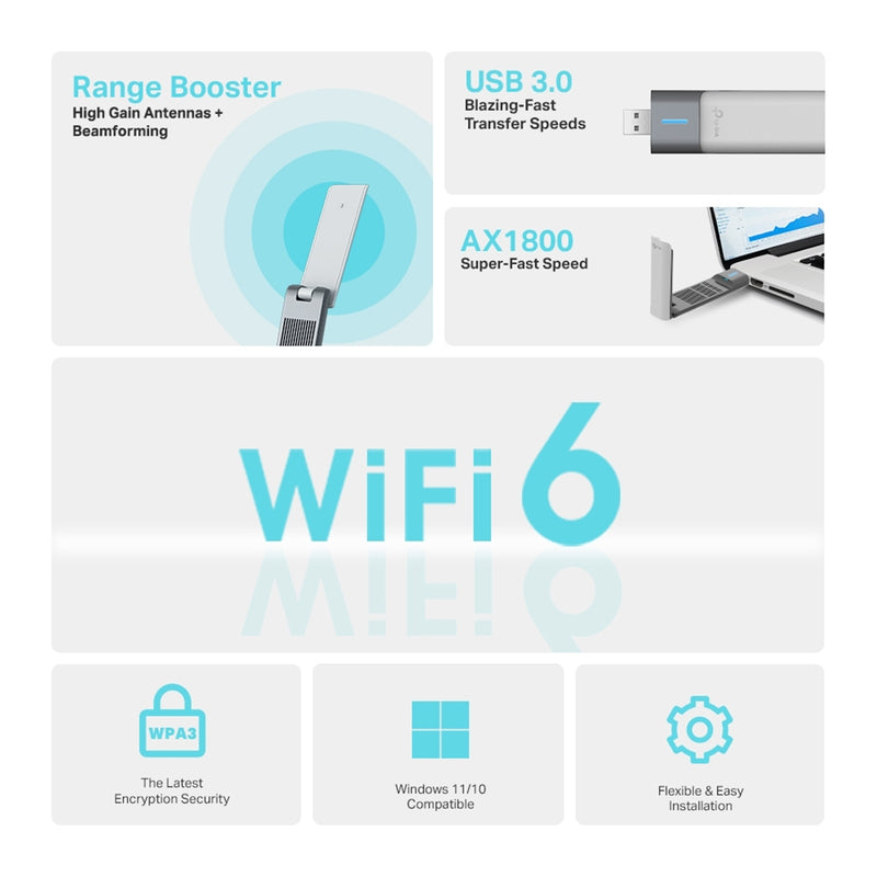 TP-Link Archer TX20UH AX1800 WiFi 6 High Gain USB Adapter