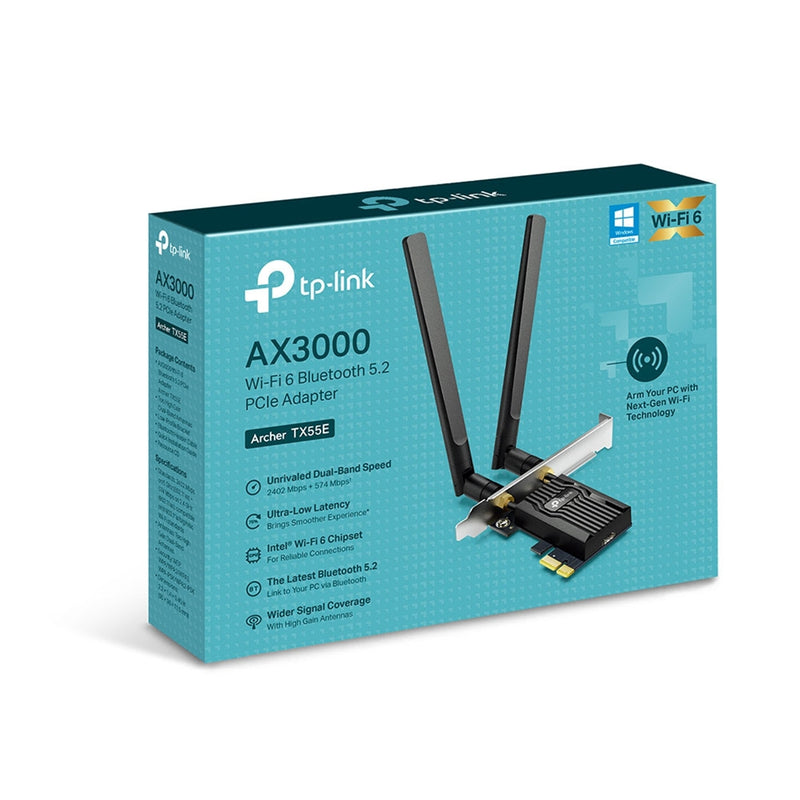 TP-Link Archer TX55E AX3000 WiFi 6 Bluetooth 5.2 PCIe Adapter