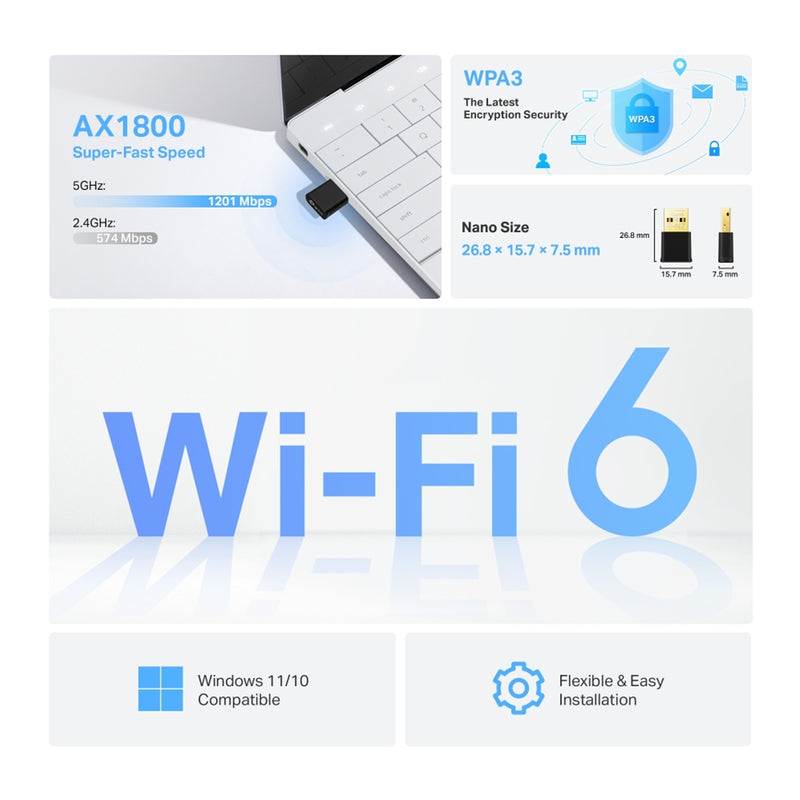 TP-Link Archer TX20U Nano AX1800 WiFi 6 USB Adapter