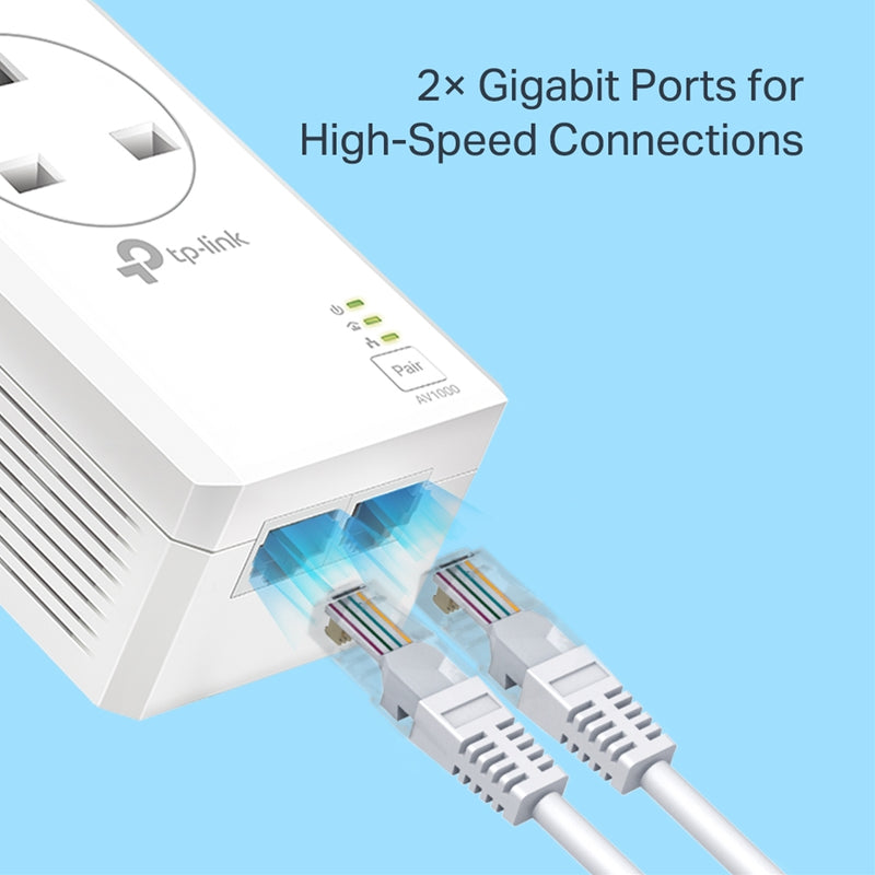 TP-Link TL-PA7027P AV1000 Gigabit Pass-Through Powerline Kit