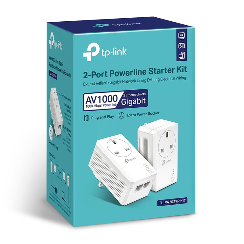TP-Link TL-PA7027P AV1000 Gigabit Pass-Through Powerline Kit